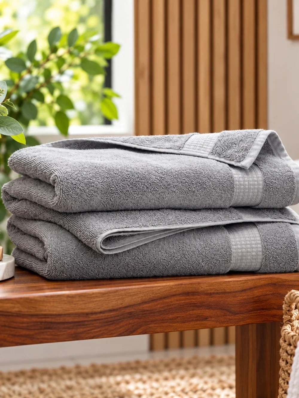 Purely Organic 100% Cotton Bath Towels Gray 30x58 Set of 2